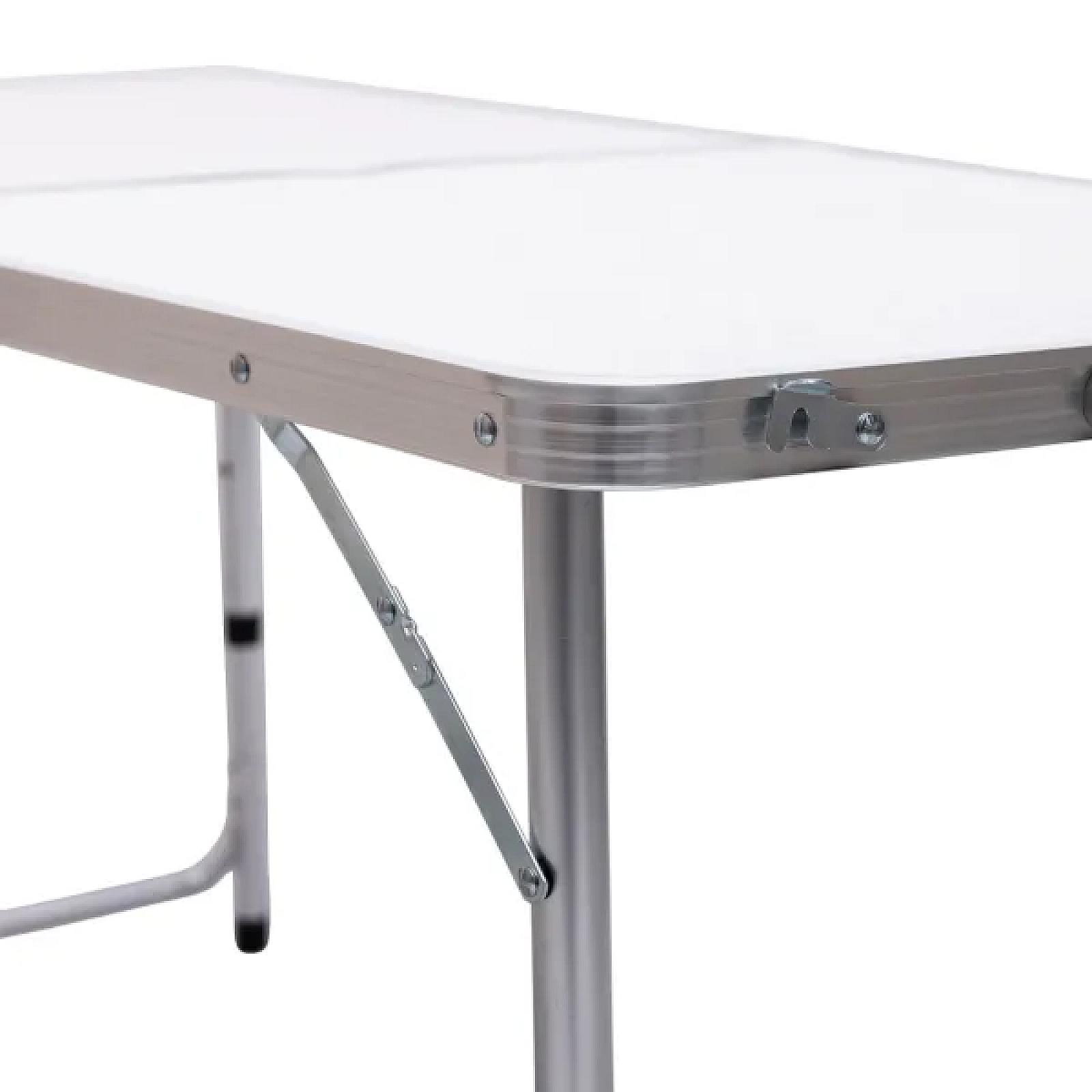 Стіл для пікніка розкладний зі стільцями 120*60*70/61/54 см, білий