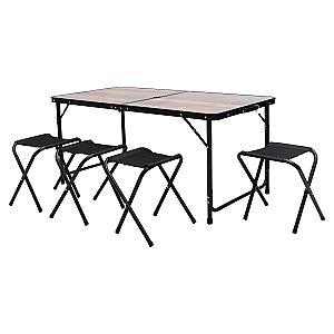 Стіл для пікніка розкладний зі стільцями 120*60*70/61/54 см, дерево