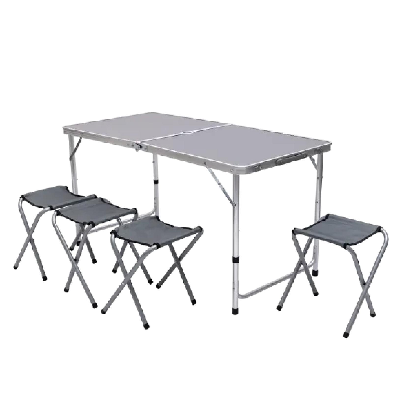 Стіл для пікніка розкладний зі стільцями 120*60*70/61/54 см, сірий