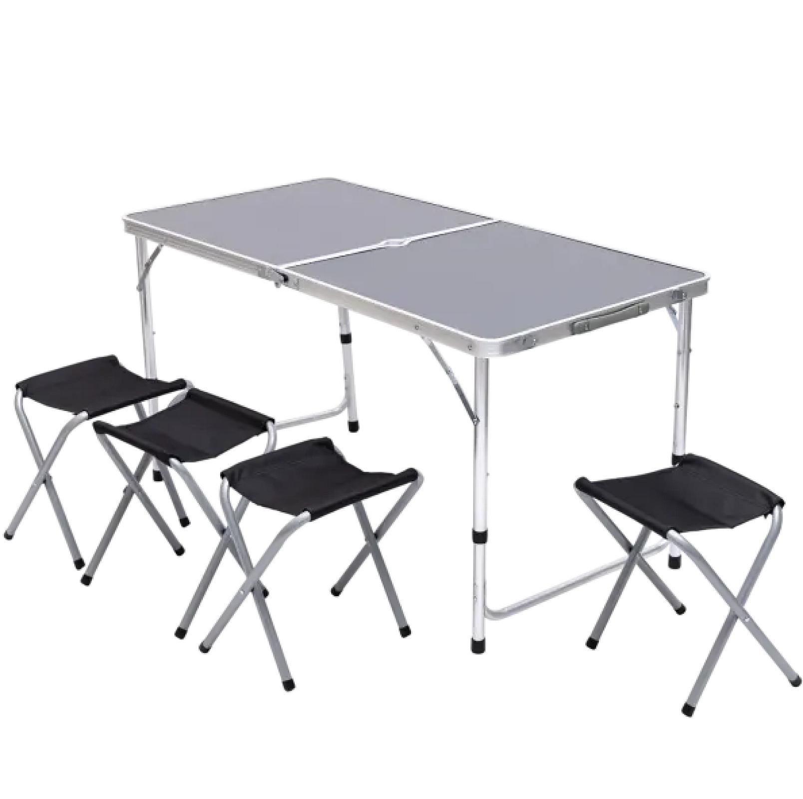 Стіл для пікніка розкладний зі стільцями 120*60*70/61/54 см, чорний