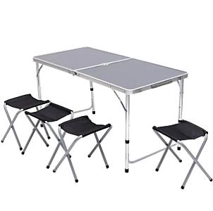 Стіл для пікніка розкладний зі стільцями 120*60*70/61/54 см, чорний