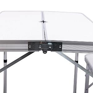 Стіл складаний і дві лавки для кемпінгу 90*60*39.5/70 см, білий