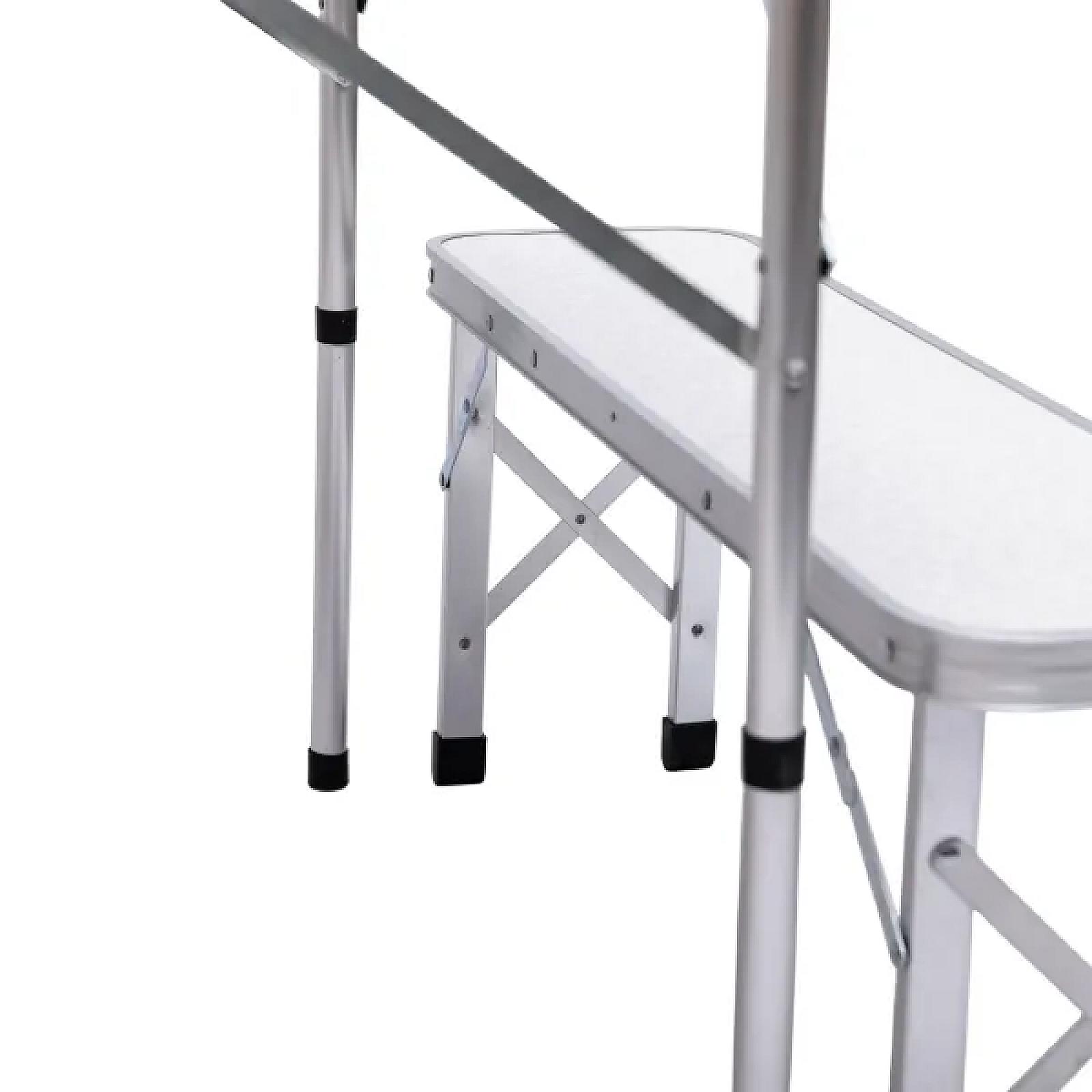 Стіл складаний і дві лавки для кемпінгу 90*60*39.5/70 см, білий