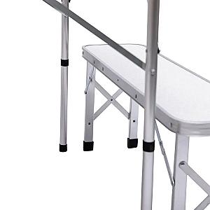 Стіл складаний і дві лавки для кемпінгу 90*60*39.5/70 см, білий