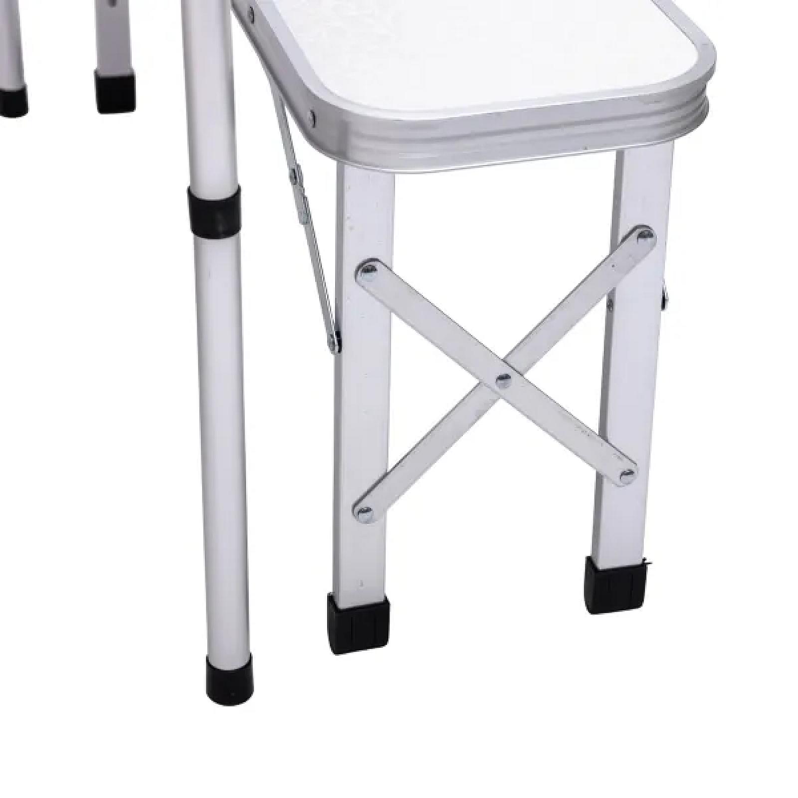 Стіл складаний і дві лавки для кемпінгу 90*60*39.5/70 см, білий