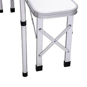 Стіл складаний і дві лавки для кемпінгу 90*60*39.5/70 см, білий