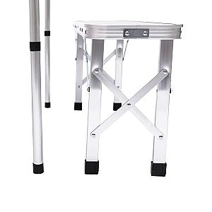 Стіл складаний і дві лавки для кемпінгу 90*60*39.5/70 см, сірий