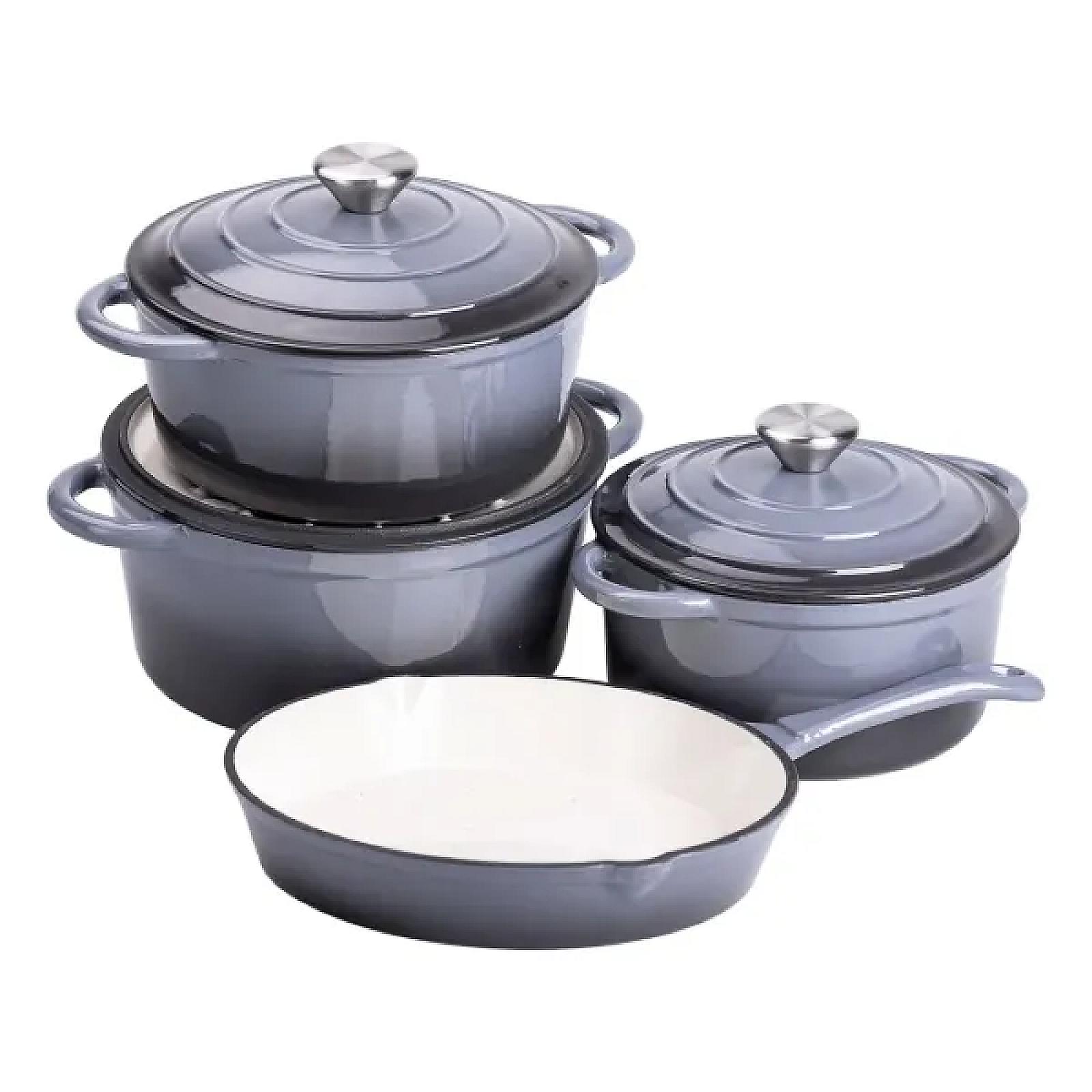 Набір посуду для приготування чавунний 2/3/4/1 л, сірий