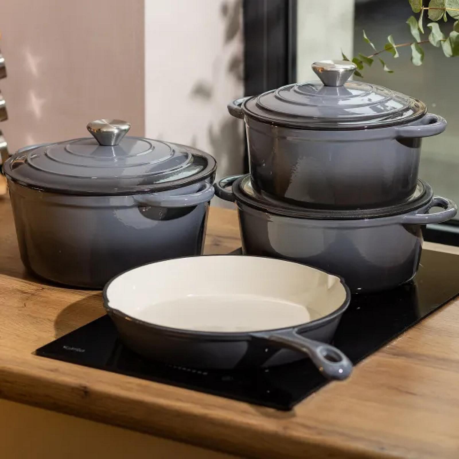 Набір посуду для приготування чавунний 2/3/4/1 л, сірий