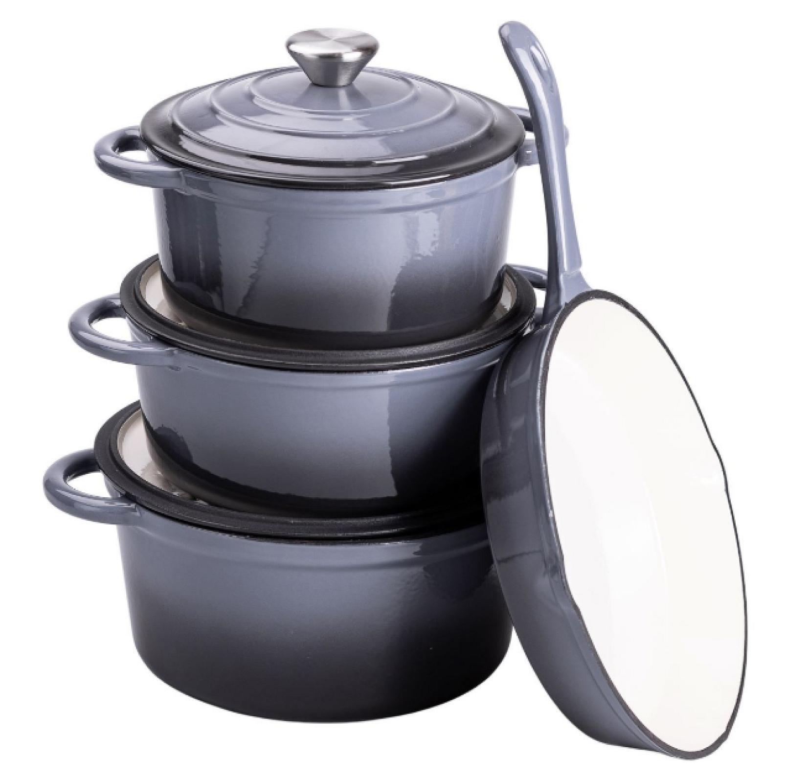 Набір посуду для приготування чавунний 2/3/4/1 л, сірий