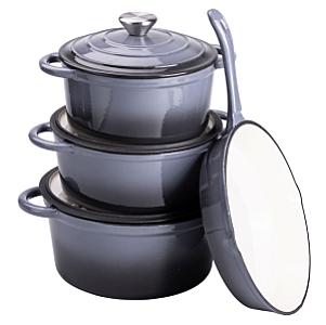 Набір посуду для приготування чавунний 2/3/4/1 л, сірий
