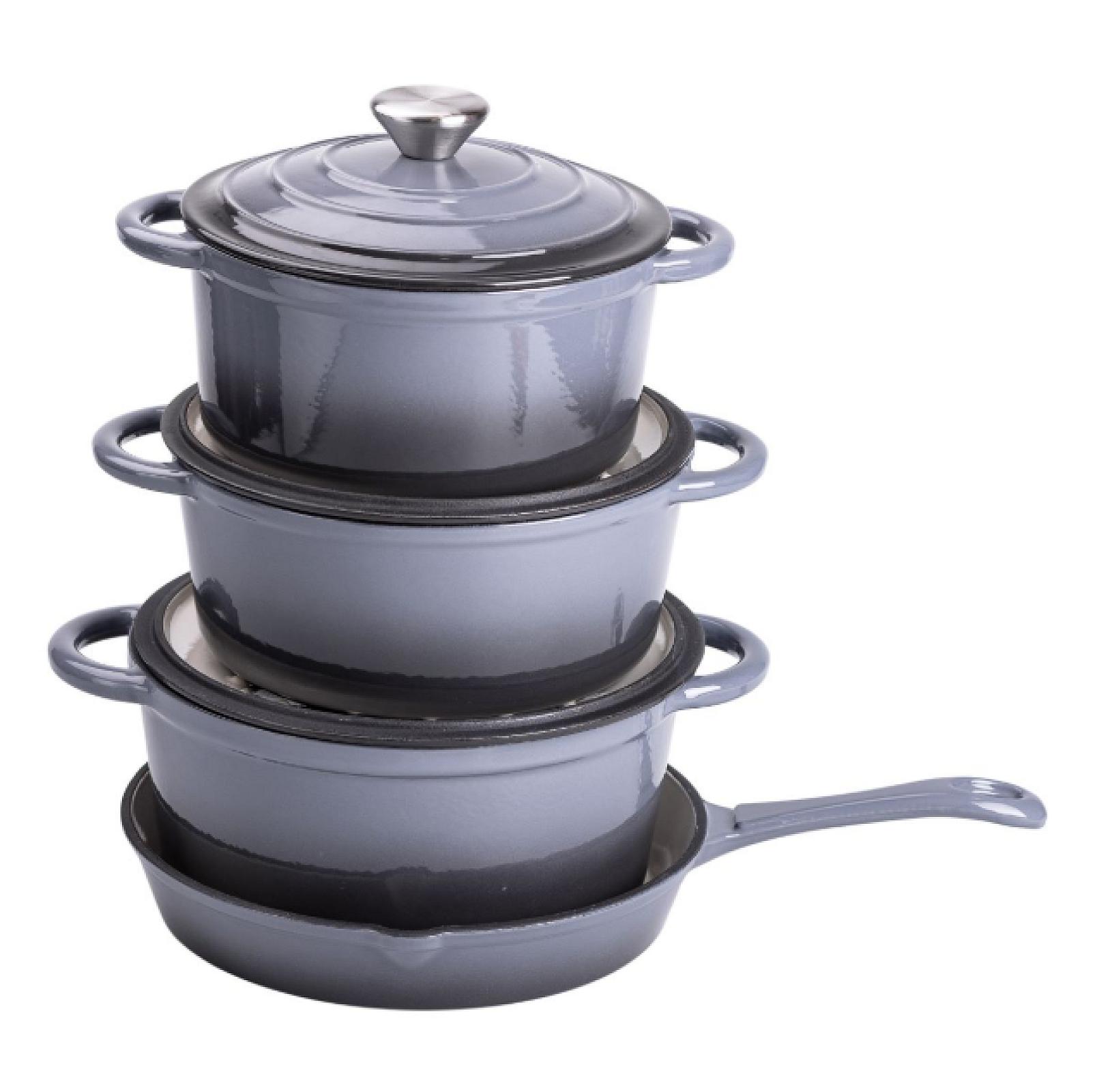 Набір посуду для приготування чавунний 2/3/4/1 л, сірий