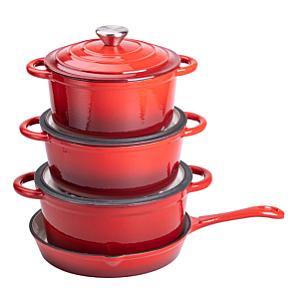 Набір посуду для приготування чавунний 2/3/4/1 л, червоний