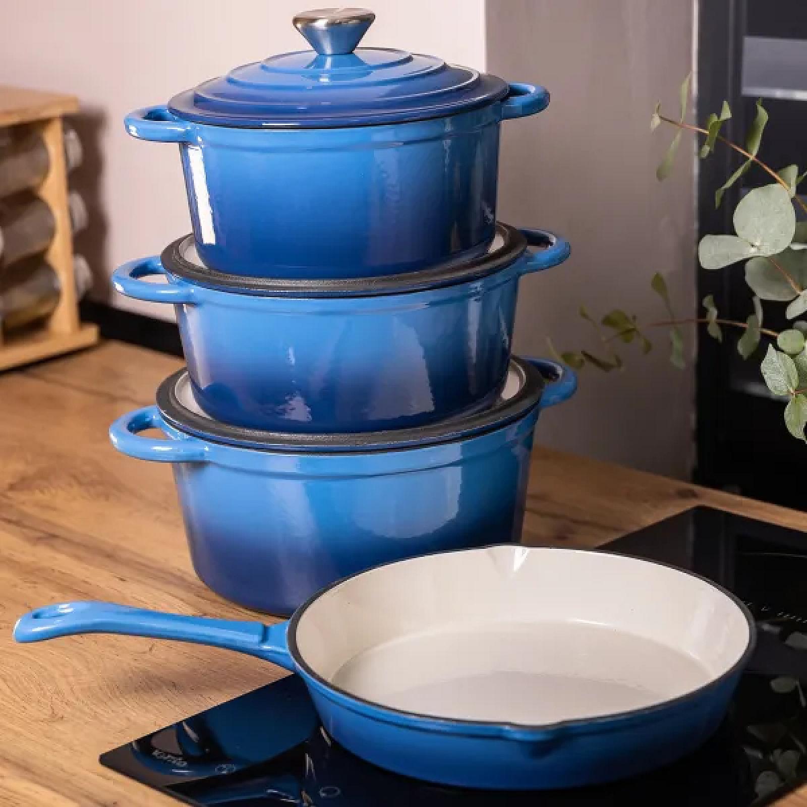 Набір посуду для приготування чавунний 2/3/4/1 л, синій