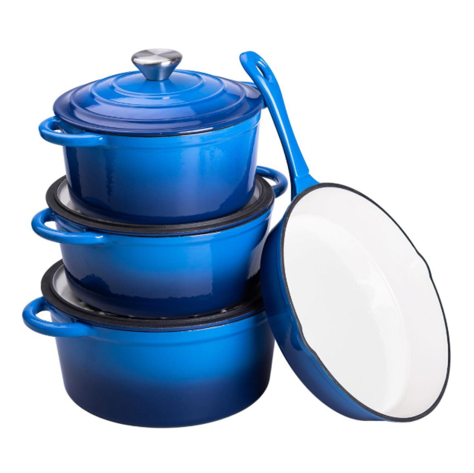Набір посуду для приготування чавунний 2/3/4/1 л, синій