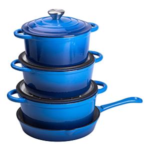 Набір посуду для приготування чавунний 2/3/4/1 л, синій