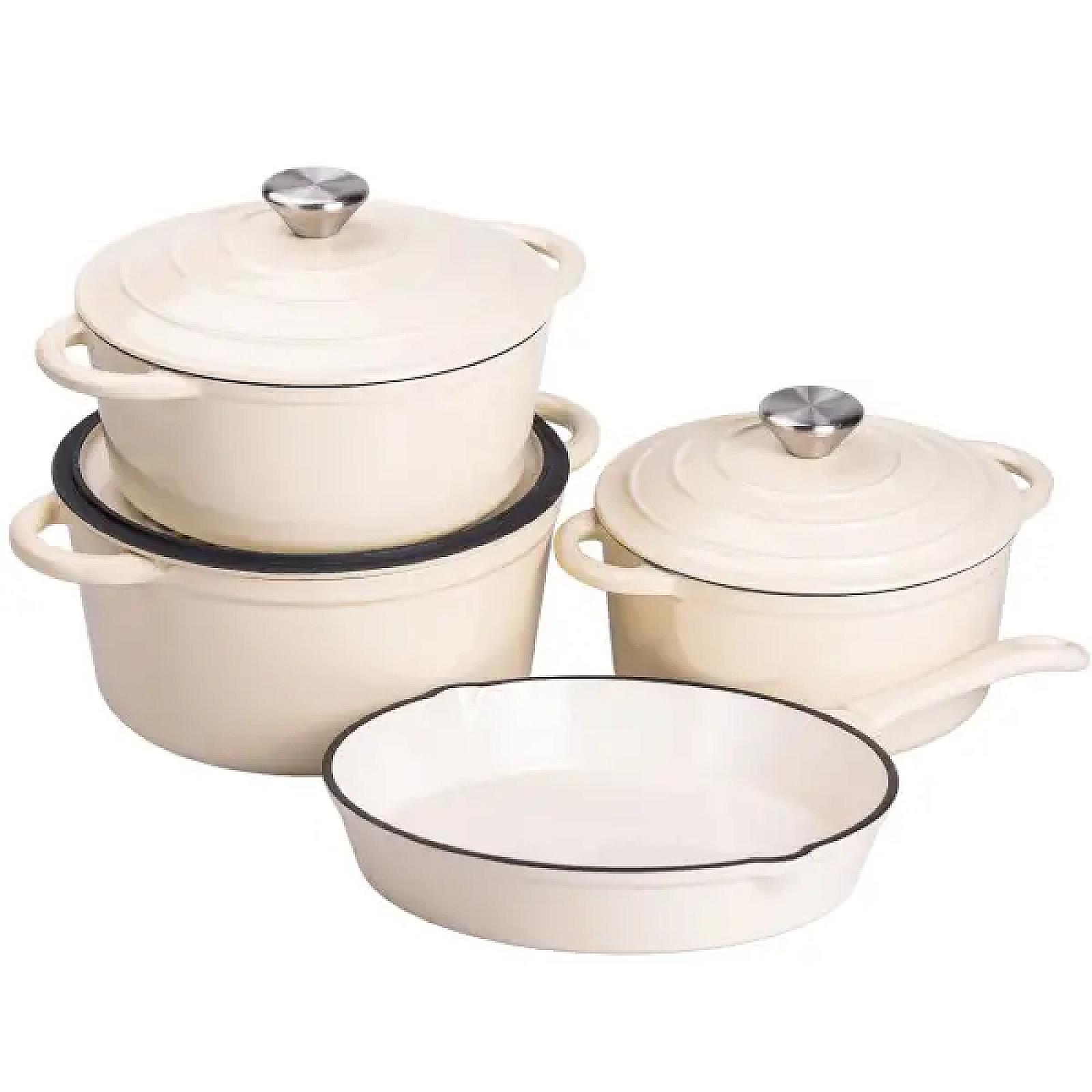 Набір посуду для приготування чавунний 2/3/4/1 л, бежевий