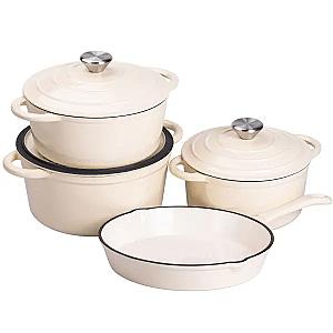 Набір посуду для приготування чавунний 2/3/4/1 л, бежевий