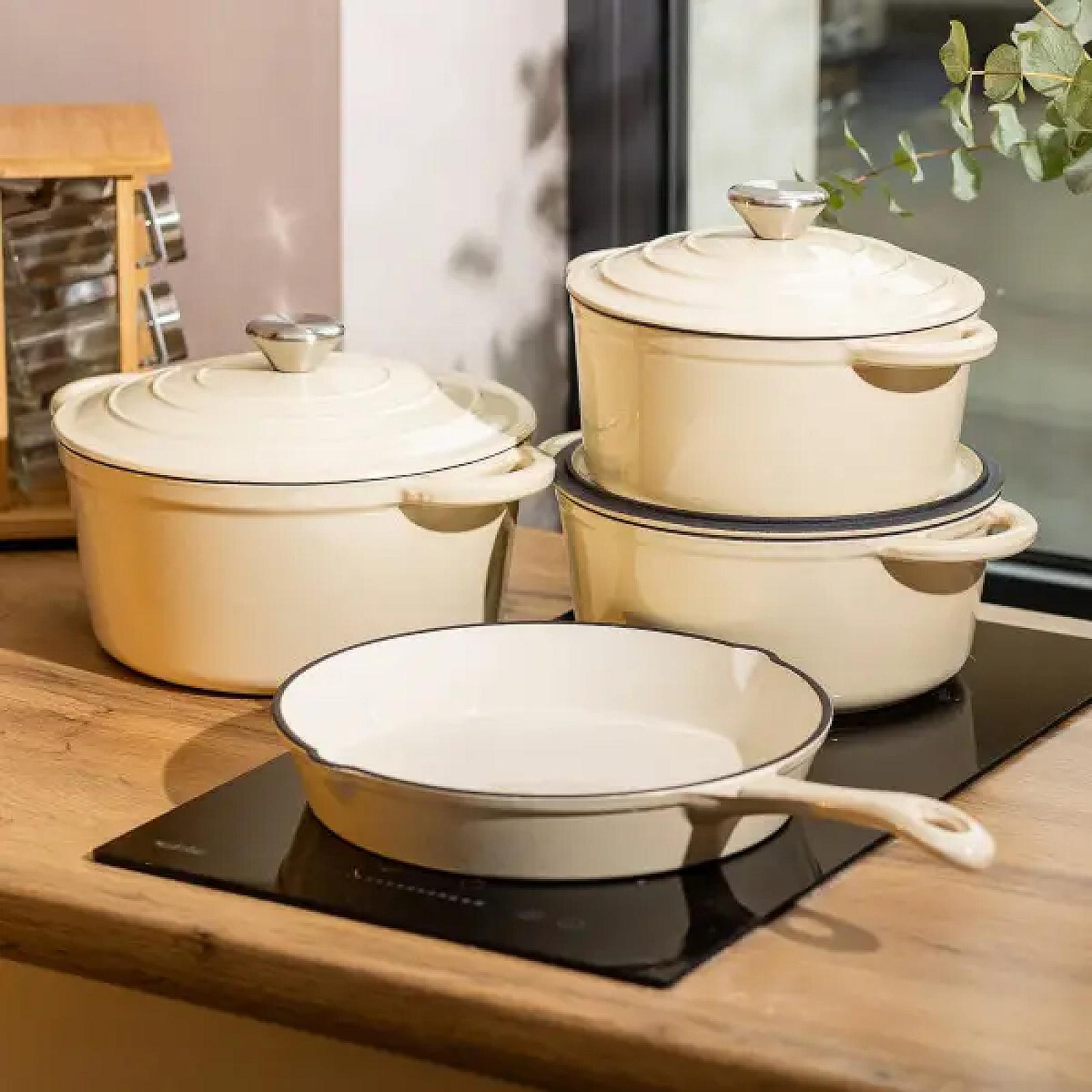 Набір посуду для приготування чавунний 2/3/4/1 л, бежевий