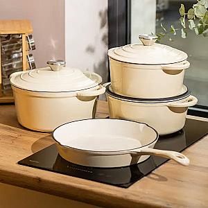 Набір посуду для приготування чавунний 2/3/4/1 л, бежевий