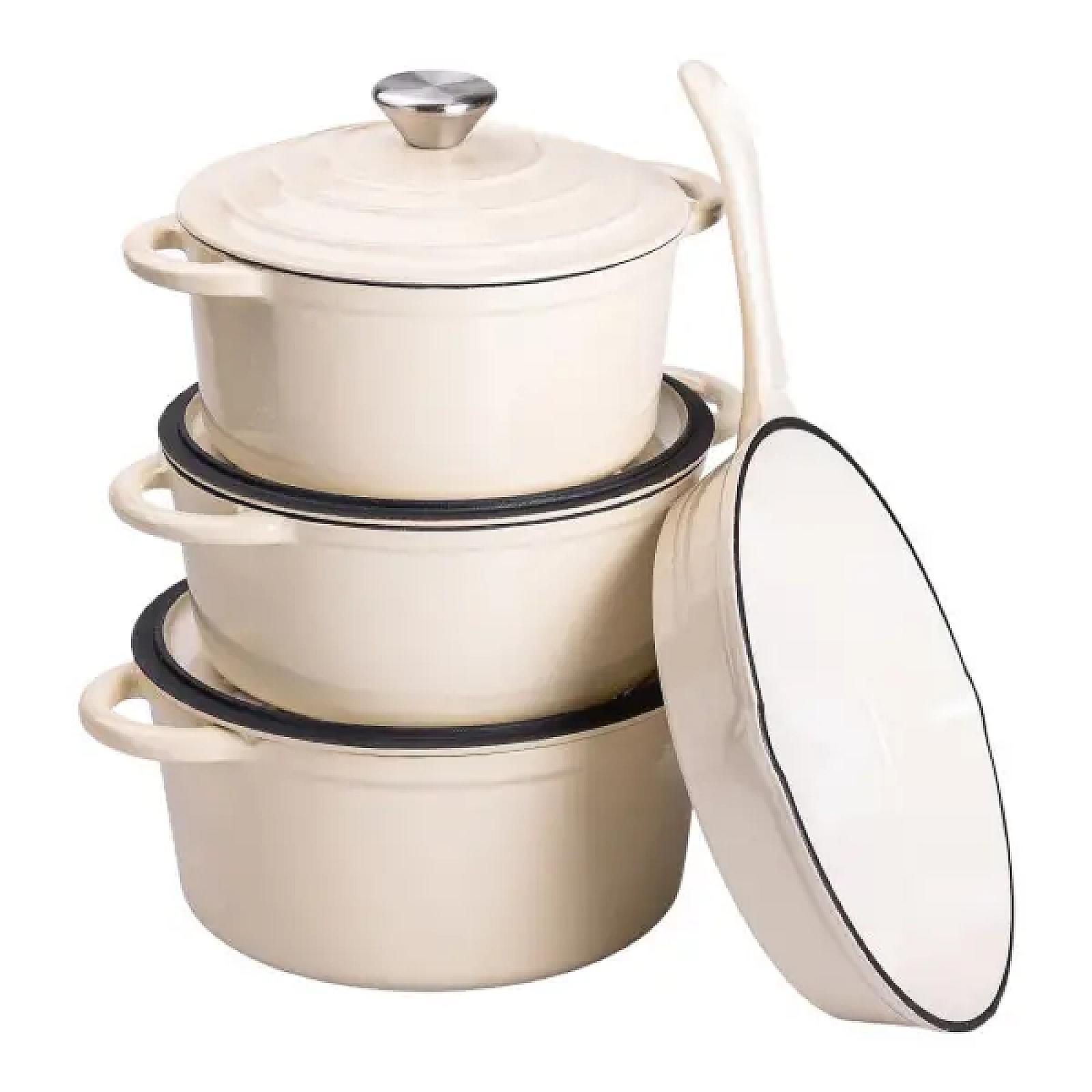 Набір посуду для приготування чавунний 2/3/4/1 л, бежевий