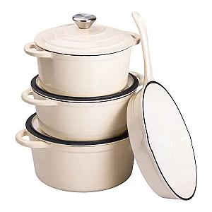 Набір посуду для приготування чавунний 2/3/4/1 л, бежевий