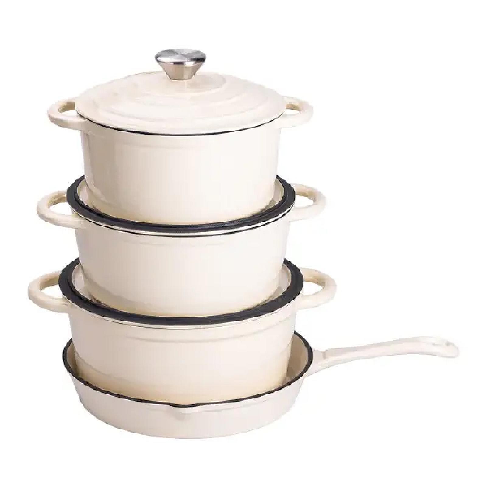 Набір посуду для приготування чавунний 2/3/4/1 л, бежевий