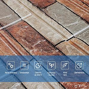 Декоративна 3D панель 700х770х3мм Коричнева цегла піщаник (340)