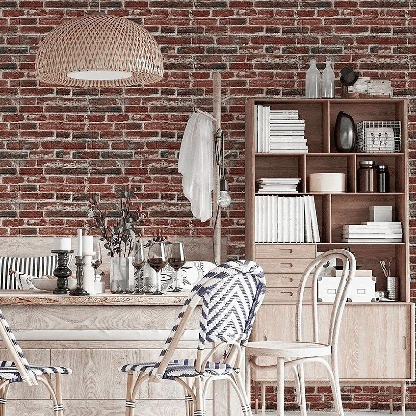 Декоративна 3D панель самоклейка 700х770х5мм Цегла червона Катеринославська (043)