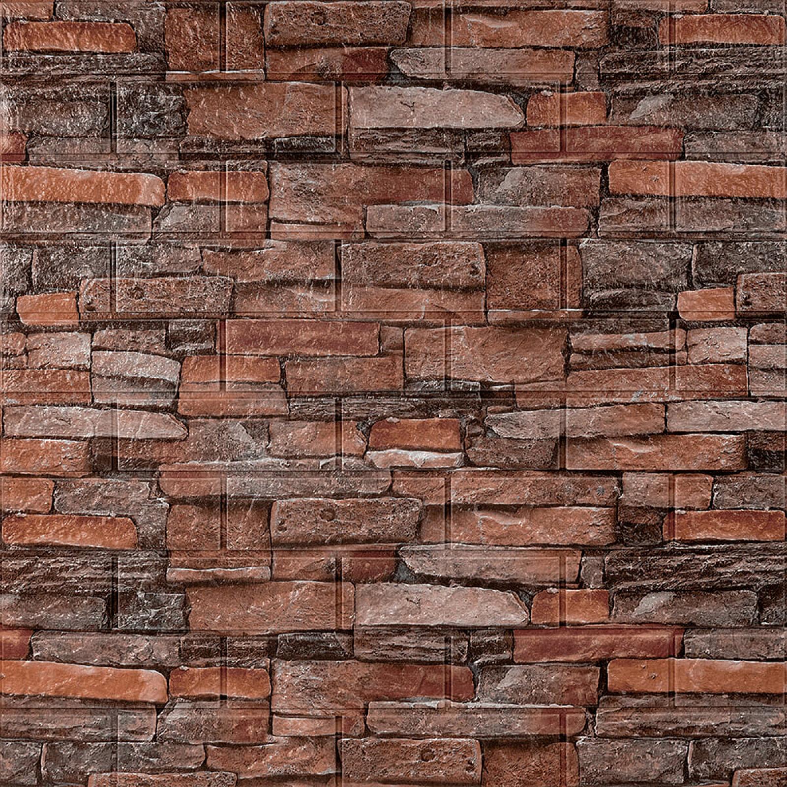 Самоклеюча декоративна 3D панель 700х770х5мм Червона цегла піщаник (058)