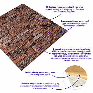 Самоклеюча декоративна 3D панель 700х770х5мм Червона цегла піщаник (058)