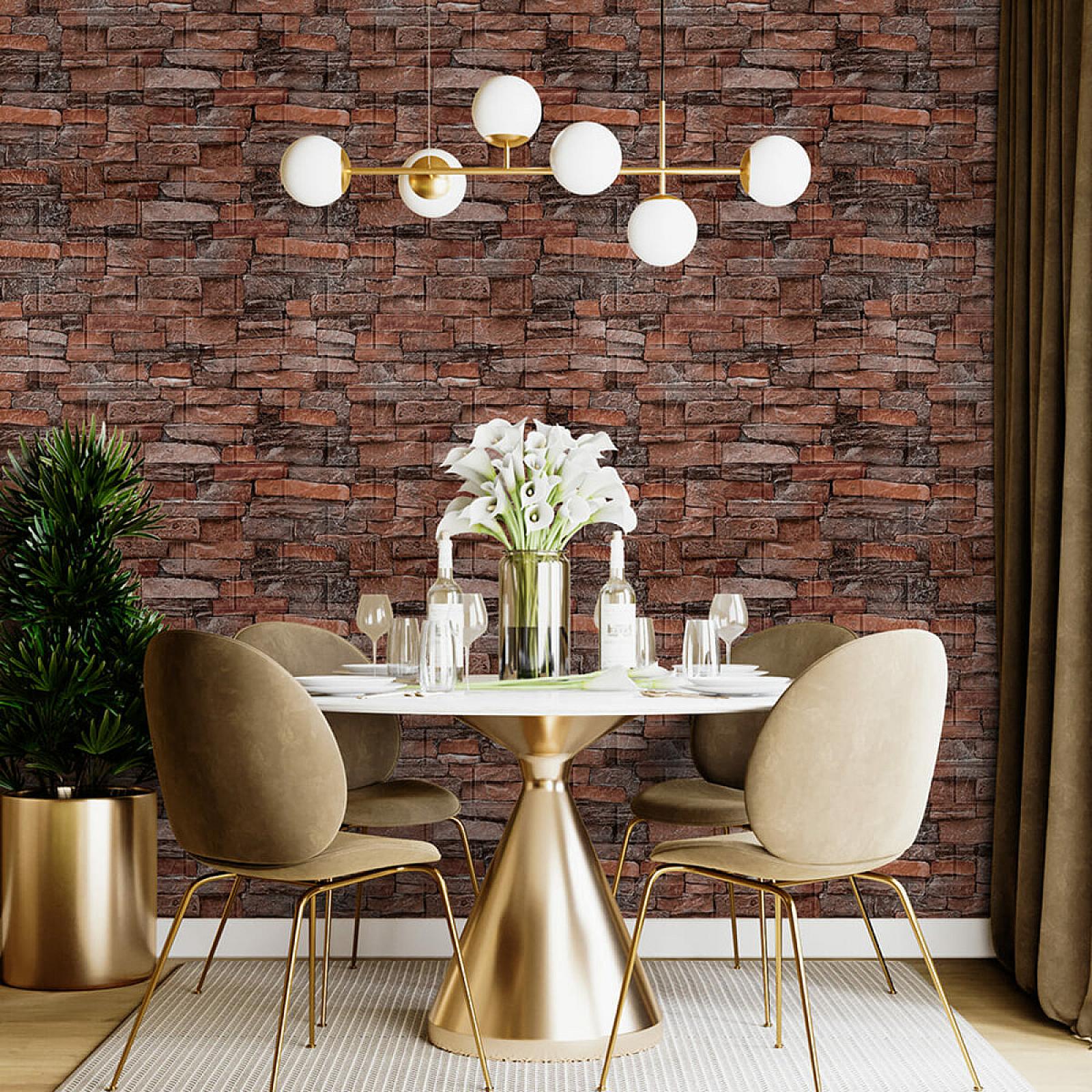 Самоклеюча декоративна 3D панель 700х770х5мм Червона цегла піщаник (058)