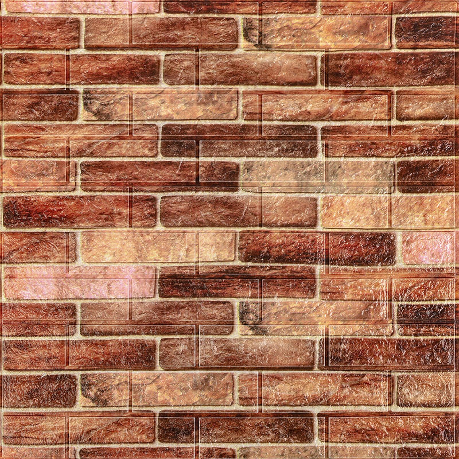 Самоклеюча декоративна 3D панель 700х770х5мм Коричнева Катеринославська цегла (179)