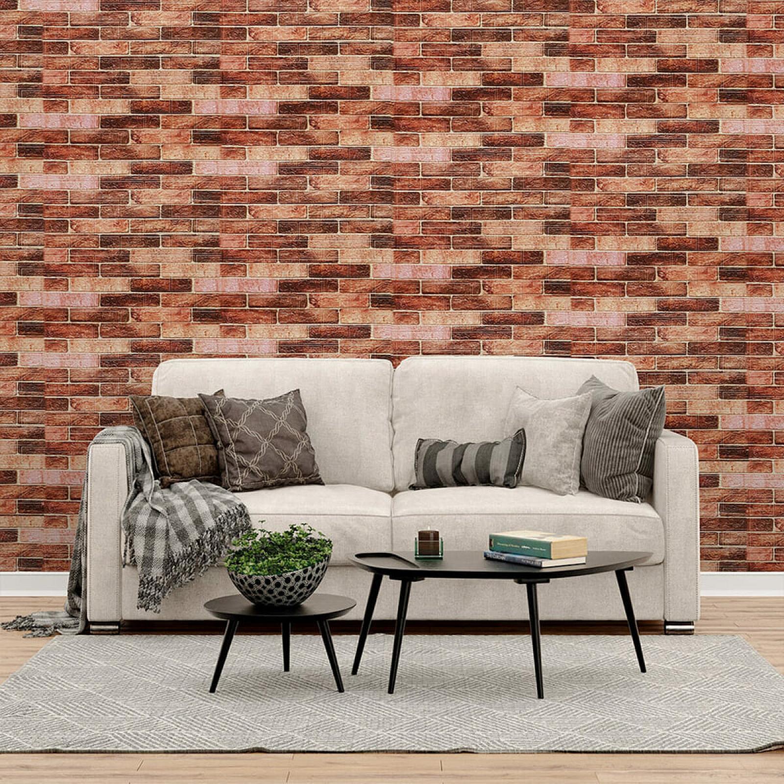 Самоклеюча декоративна 3D панель 700х770х5мм Коричнева Катеринославська цегла (179)