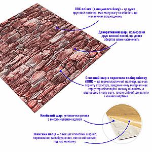 Самоклеюча декоративна 3D панелі 700х770х5мм Матовий камінь (060M)