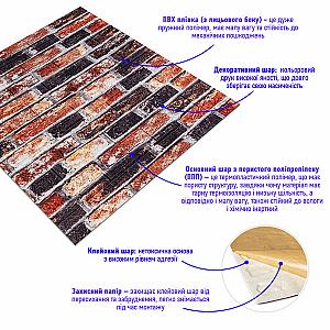 Декоративна 3D панель 700х770х5мм Сіро-синя Катеринославська цегла (048)