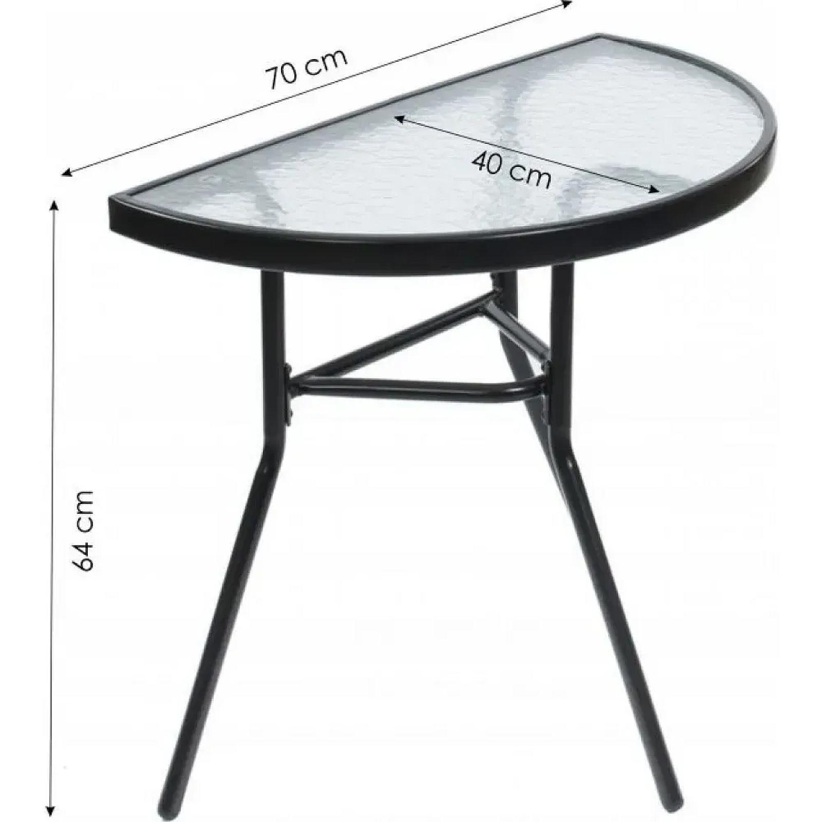 Столик для балкона тераси саду напівкруглий Bonro B-1913 чорний