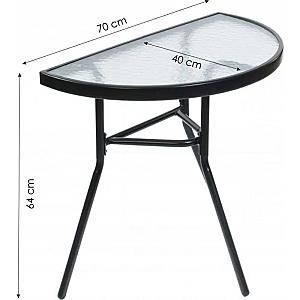 Столик для балкона тераси саду напівкруглий Bonro B-1913 чорний