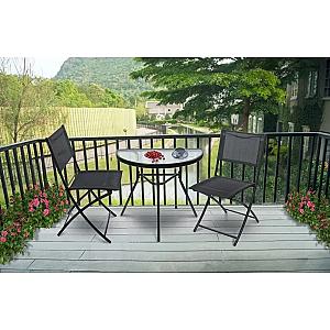 Столик для балкона тераси саду напівкруглий Bonro B-1913 чорний