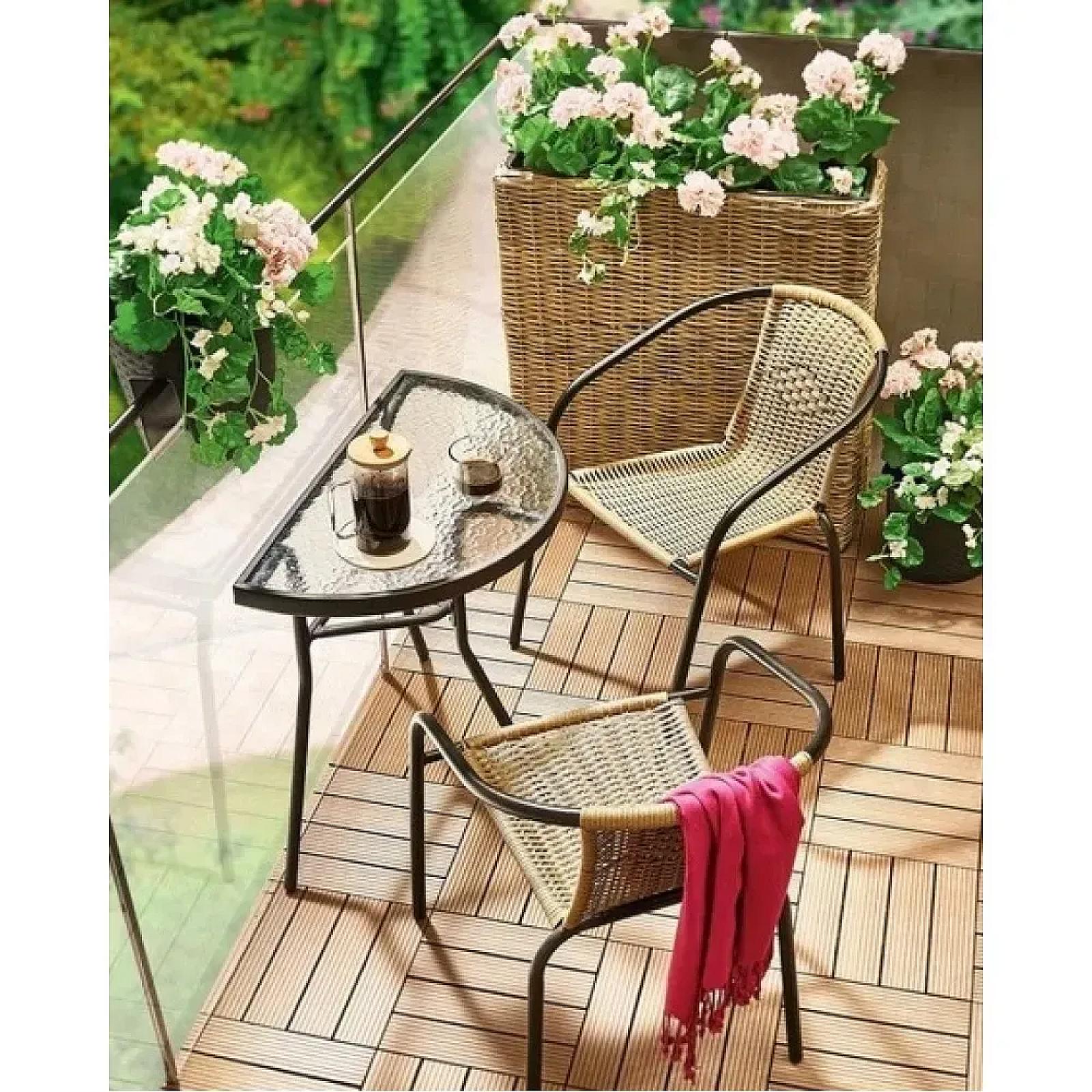 Столик для балкона тераси саду напівкруглий Bonro B-1913 чорний