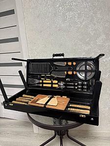 Дерев'яний кейс із набором шампурів «КОРОЛЬ ГРИЛЮ»