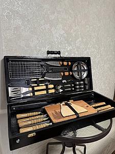 Дерев'яний кейс із набором шампурів «КОРОЛЬ ГРИЛЮ»