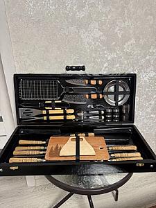 Дерев'яний кейс із набором шампурів «КОРОЛЬ ГРИЛЮ»