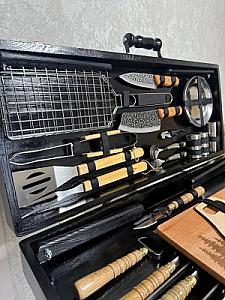 Дерев'яний кейс із набором шампурів «КОРОЛЬ ГРИЛЮ»