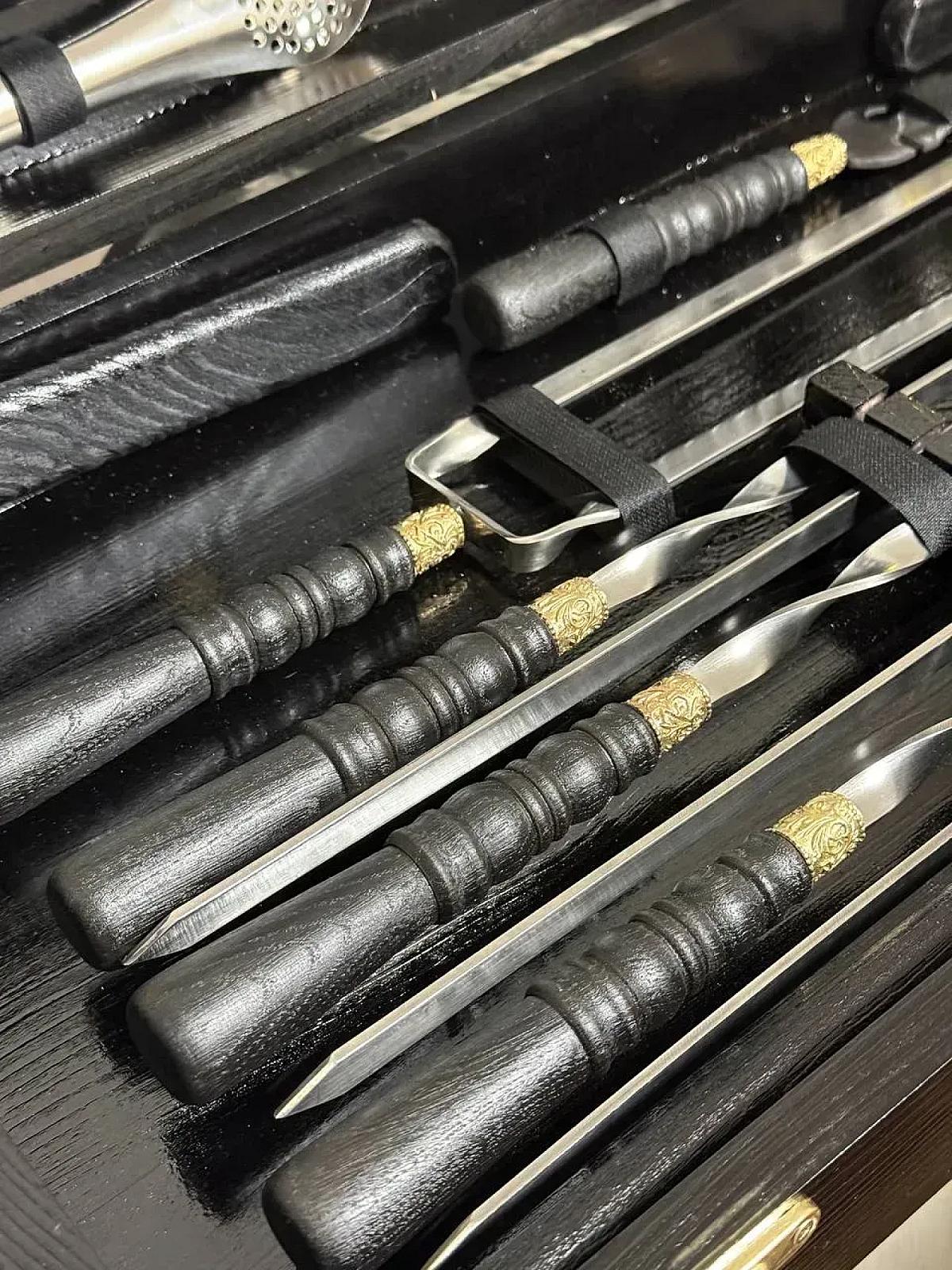 Дерев'яний кейс "50-й КАЛІБР" із набором шампурів