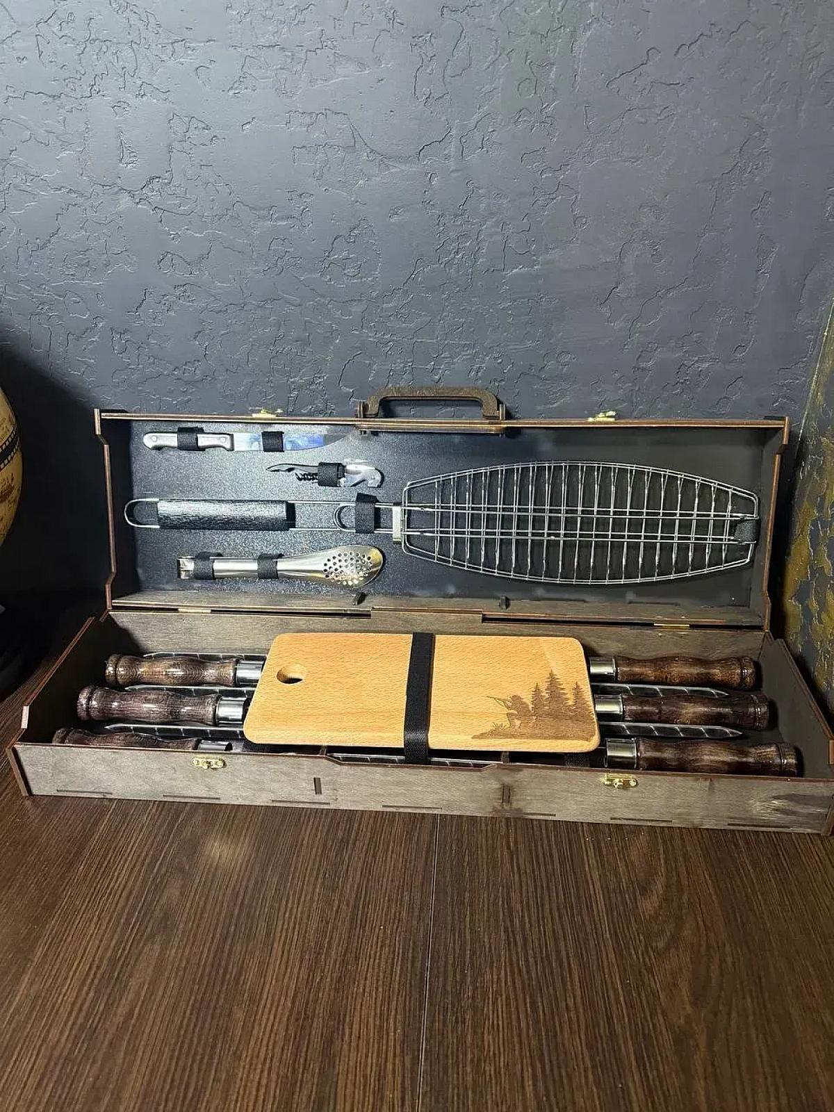 Кейс із фанери "Case-9" з набором шампурів