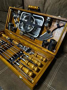 "Каштановий SET" у дерев'яному кейсі: набір шампурів