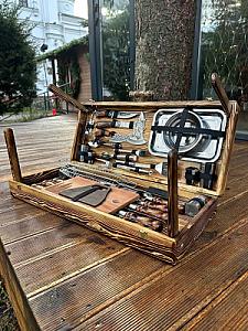 Набір шампурів «NEW Отаман» у кейсі з дерева