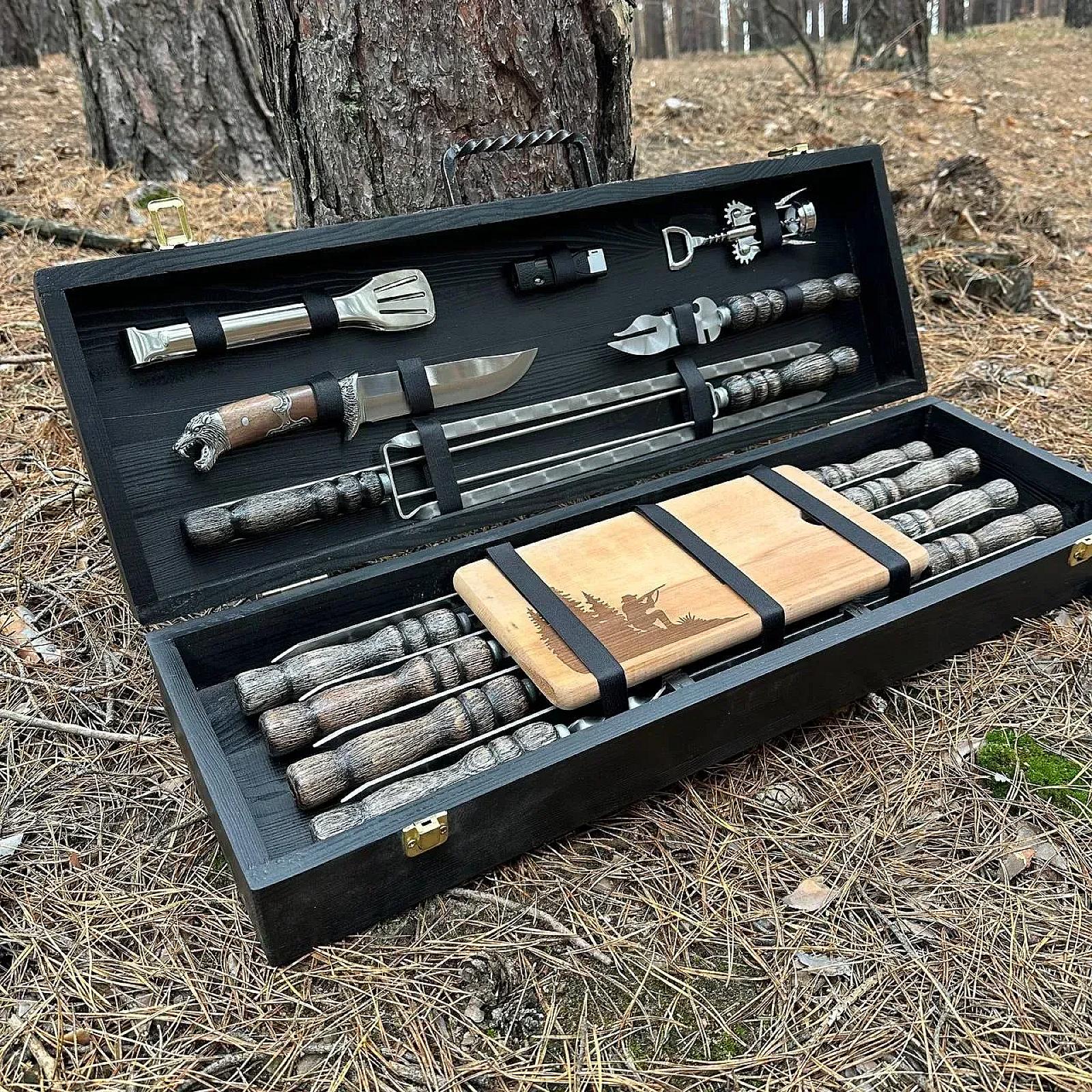 Дерев'яний кейс із набором шампурів «МАЯК»