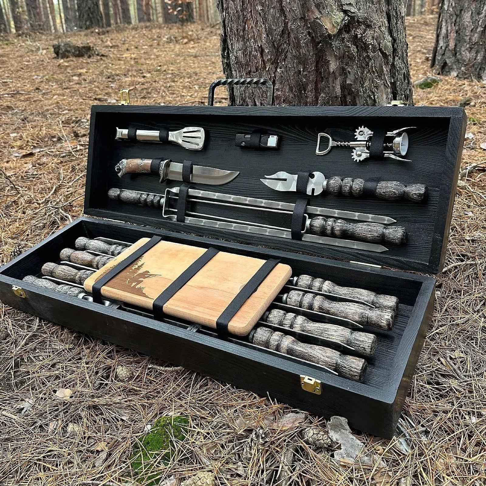 Дерев'яний кейс із набором шампурів «МАЯК»